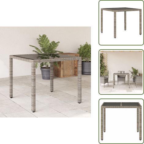 Tavolo da giardino in acciaio - vidaXL Tavolo da Giardino Piano in Vetro Grigio 90x90x75 cm Polyrattan - Tavolo da giardino grigio