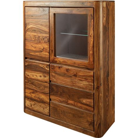 Vitrine Sheesham 109x40x145 walnuss gewachst TORONTO 209