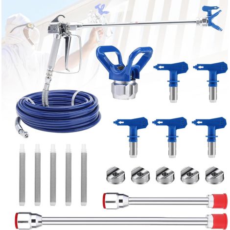 Pistolet Peinture Airless, Kit de Pistolet Peinture Haute Pression 15M Tuyau Haute Pression Tige De Rallonge Buse Pulvérisateur Éléments de Filtre (1/5)