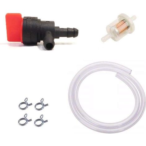Kit essence : robinet essence compatible avec briggs stratton 698181 494769 494539 + filtre + collier + durite tondeuse tracteur