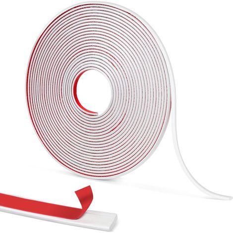 Moulure Murale Autocollante, Blanc Brillant, 10 m Auto-adhésive, Baguette de Finition Carrelage Flexible, Pour Sols, Plafonds (1/5)