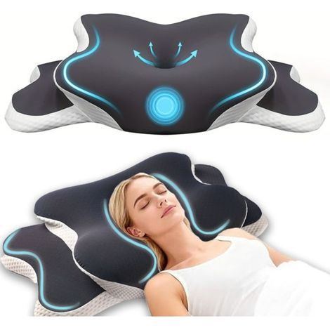 Oreiller cervical ergonomique pour dormir sur le côté. Beige clair. Sans odeur. Convient aux personnes dormant sur le dos ou sur le ventre. Position de sommeil confortable.-AquaForge (1/5)