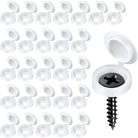 200 Pieces Hinge Screw Caps Plastic Screw Cap Snap-on Screw Caps for Home Decoration Furniture Cabinets and Cupboards White Screw Covers (1/5)