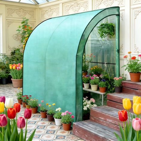 Serra da giardino addossata in PE e metallo 200x100x210 cm OKMYHOME (1/5)