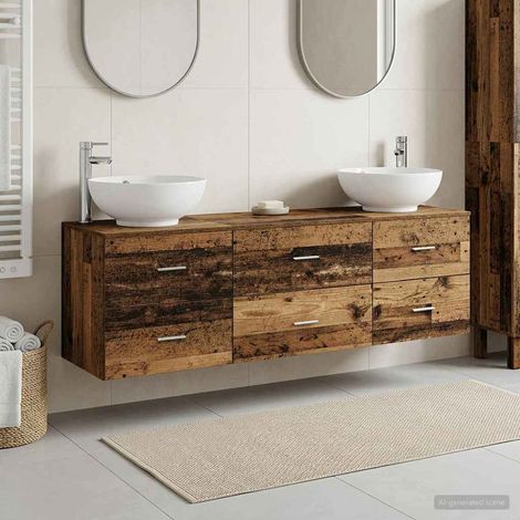 vidaXL Bathroom Furniture Set 3 pcs Old Wood 161 x 44.5 x 80 cm (1/5)