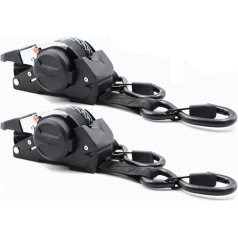 Set di 2 cinghie di fissaggio autoavvolgenti – 1,82 m, 798 kg, serraggio sicuro (1/5)