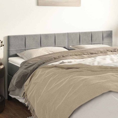 vidaXL Cabeceros terciopelo gris claro 180x5x78/88 cm (1/5)
