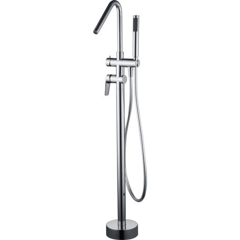 IMEX Miscelatore vasca-doccia a pavimento in ottone e zama cromato con cartuccia ceramica Ø35 mm tubo flessibile PVC e comando a una posizione inclusa scatola di comando modello Belgica Imex-BBEZ044 (1/3)