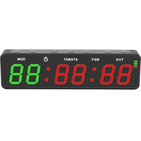 Minuteur de fitness portable magnétique rechargeable avec chronomètre numérique pour entraînement fractionné à domicile, garage ou boxe. (1/5)