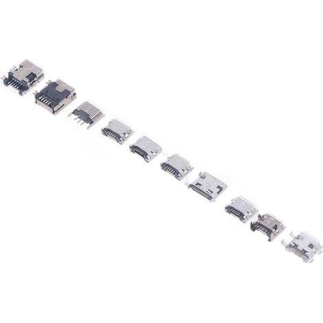 Lot de 100 connecteurs femelles Micro Mini USB nickelés avec boîte, prise USB pour appareils électroniques et domestiques (1/5)