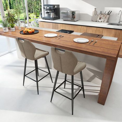 WAFTING Lot de 2 Tabourets de bar Pivotant, Hauteur d'Assise 75cm, Chaise de Bar avec Dossier et Repose-Pieds, Marron (1/5)