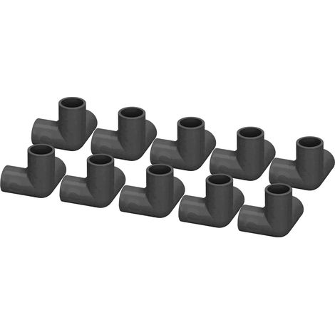 10 Stück 3-Wege-Rohrverbinder aus PVC-Kunststoff, T-Stück, Winkel, Eckverbinder, 25 mm Innendurchmesser, Schwarz (1/5)