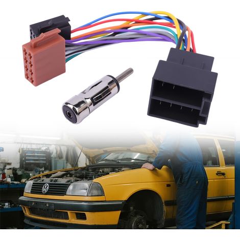 A200 Adaptateur Radio Universel pour Voiture SET, Adaptateur Poste Radio, Prise Autoradio, Câble Adaptateur Autoradio ISO, 16 Broches vers ISO avec Antenne DIN + Prolongement (1/5)