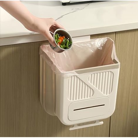 Poubelle de cuisine à suspendre, poubelle pliable pour cuisine, salle de bain, voiture (blanc, 7,5 l) (1/5)