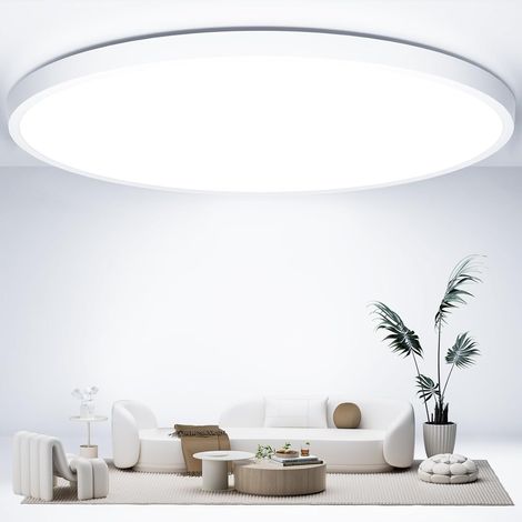 Plafonnier Led, Ø50CM Luminaire Plafonnier 6500K LED Plafonier 48W 4800LM Luminaire Plafonier IP44 LED Plafond, Plafonniers Chambre pour Salle de Bain, Cuisine, Salon, Balcon, Bureau, Porche