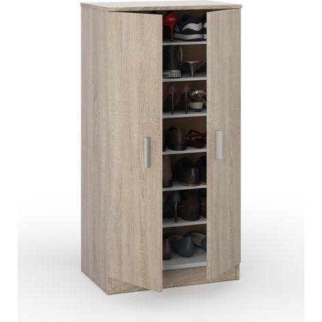 Armadio Mobiletto Portascarpe Scarpiera In Legno Con Due Ante E Sette Ripiani Per Ingresso Corridoio Arredo Casa Design Minimal 108 X 55 X 36 Cm Rovere (1/3)