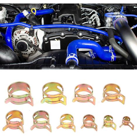 100 Pièces Collier de Serrage Ressort Flexible pour Tuyau Carburant Acier au Carbone Zingué 6-22mm (1/5)