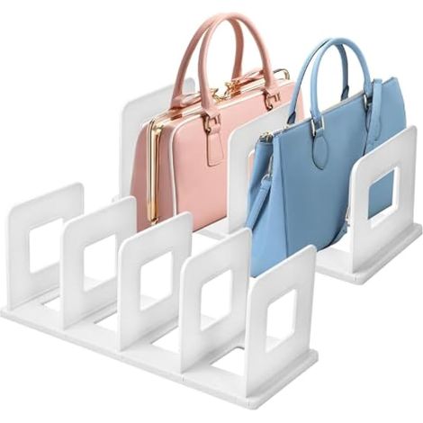 Lot de 2 étagères diviseuses réglables pour placard - rangement pour sacs à main, pulls, chemises et livres (1/5)