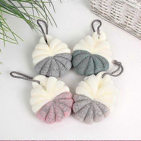 Éponge de douche/bain en maille épaisse, grande boule de douche pour gel douche, exfoliant doux pour une peau soyeuse, nettoyage complet, mousse onctueuse. Lot de 4 - Parfaite (1/5)