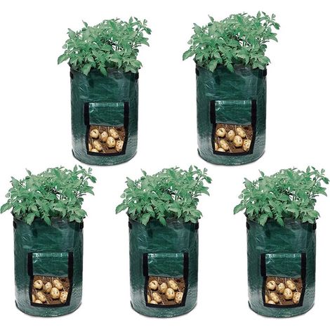 5 Stück Outdoor-Garten-Wachstumsbeutel, Gemüsegarten, Düngereimer, Pflanzenwachstumsbeutel, 10 Gallonen, 35 x 45 cm (1/5)