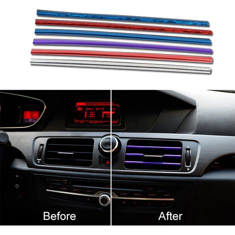 Lot de 10 baguettes décoratives colorées en PVC pour grilles d'aération de voiture (1/5)
