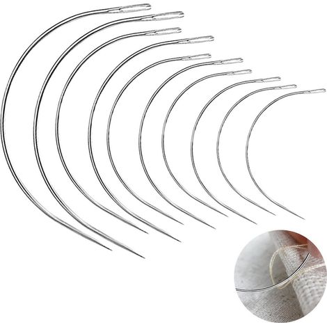 Gebogene Nähnadeln 10 Stück, rostfreier Edelstahl, 5 Größen für Leder & Segeltuch