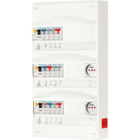 Eaton – Coffret monté câblé T4-F4 – 4 rangées – 63A – 400V – Mode de pose encastré – Pour logement individuel sans chauffage électrique (1/3)