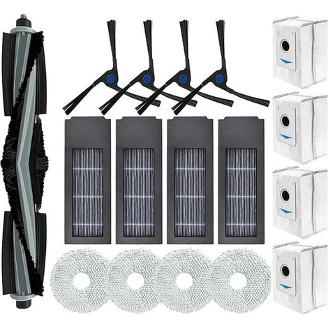 Lot de 17 Accessoires de Rechange pour aspirateur Ecovacs Deebot X2 / X2 Omni / X2 Pro / DEX86, 1 Brosse Principale, 4 brosses latrales, 4 filtres HEPA, 4 Sacs poussire, 4 Chiffons (1/5)