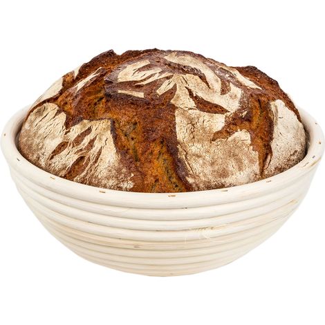 Panier banneton pour pain artisanal, 23 cm, forme ronde, pour le levain, la fermentation naturelle et la cuisson maison.-AquaForge (1/5)