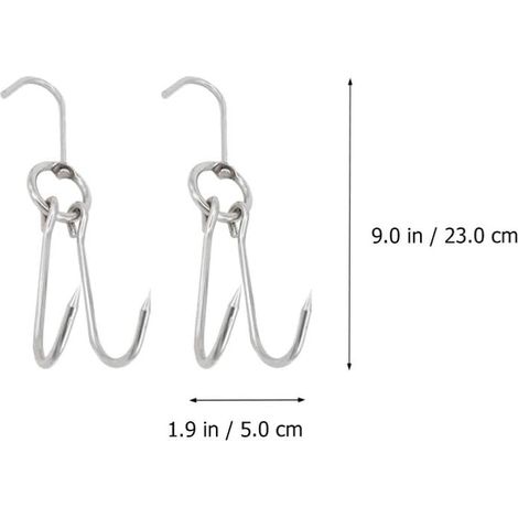 Double Meat Hook - Stainless Steel - 25 cm - For BBQ Grilling Smoking Drying - 10 pcs (1/5)