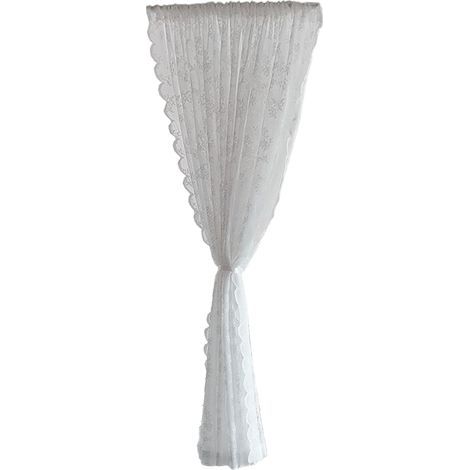 Tende in pizzo e veli bianchi per finestre e soggiorno, veli in raso con motivo floreale e ricami vintage — 75 x 240 cm (1/5)