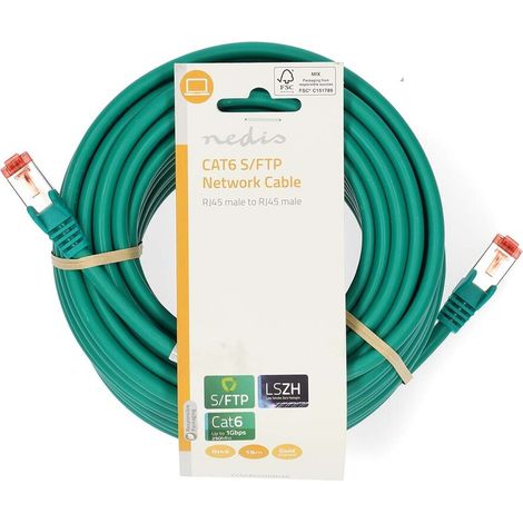Nedis CAT6-Netzwerkkabel / RJ45 Stecker / RJ45 Stecker / S/FTP / 15.0 m / Rund / LSZH / Grün / Label