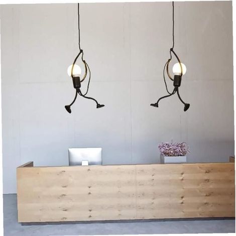 Lustre plafond Chambre d\'intérieur Lustre 1 tête LED Light Retro Plafonniers forgés Noir (1/4)
