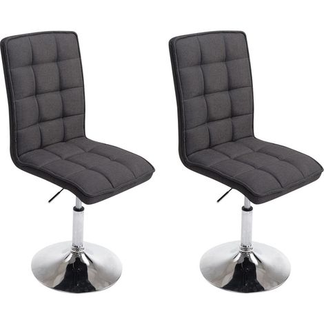 Juego de 2 sillas de comedor regulables en altura en tela gris oscuro CDS10051 (1/4)