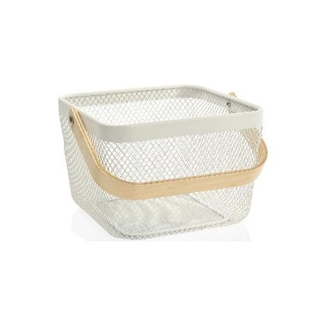ANDREA HOUSE MS69240 Cesta Metal Blanco/Mad 25X25X17 - ref: MS69240