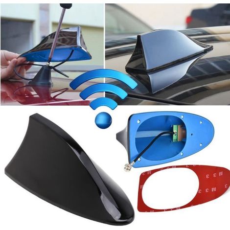 Antenne de voiture Lumiereholic Voiture radio antenne aileron de requin Antenne de toit d'antenne de voiture universel Shark Noir (1/4)