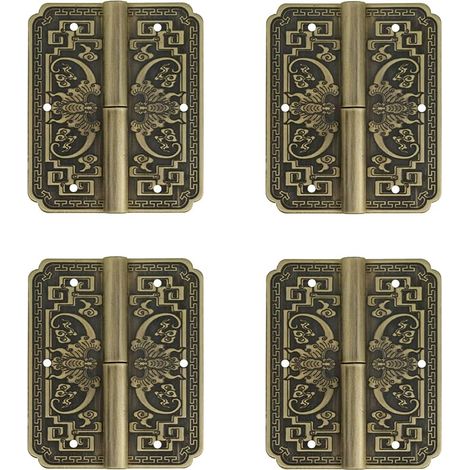 bisagras de latón antiguo para puertas dobles de armarios, cajones, roperos y librerías. Bisagras extraíbles para puertas. Accesorios para muebles. (1/5)