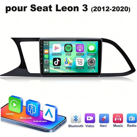 9 pouces Carplay 4 cœurs Autoradio pour Seat Leon 3 (2012-2020)64G JUNSUN (1/5)