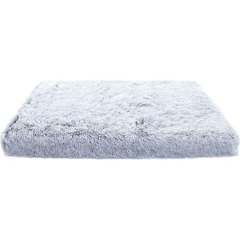 Coussin carré en peluche gris et blanc 40 x 30 x 5 cm pour chien et chat, coussin doux en peluche pour chien et chat, couchage profond, 1 pièce (1/5)