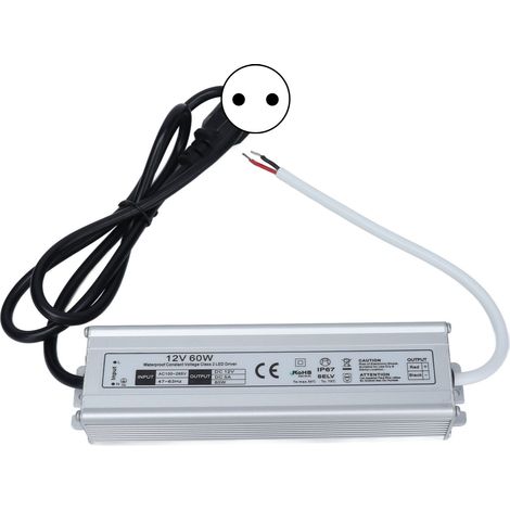 Alimentation LED étanche 60W IP67 - Transformateur 12V AC100-265V avec prise EU (1/5)