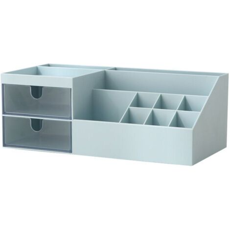 Pair Organisateur de maquillage avec tiroirs, boîte de rangement de bureau, coloris vert, 24,5 × 12 × 9 cm