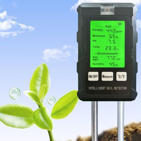 6in1 Tester du sol Fertilité multifonction de pH Température Humidité Sunlight Air Humidité Practical Analyzer Poldoule Gardening Tool pour la croissance des fleurs végétales en pot (1/5)