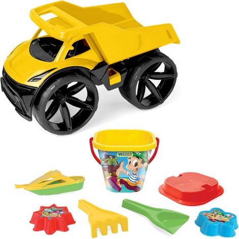 Autocarro ribaltabile Maximus giallo + kit sabbia 7 pezzi 64032 (1/2)