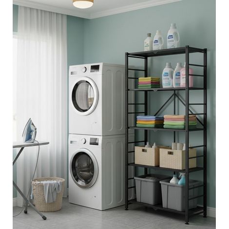 Regale Klein, 5 Böden, Tragkraft 40 kg, 71x38x156h cm Schwarz (1/5)