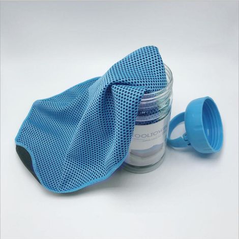 Kühlhandtuch, chemikalienfreies Kühlhandtuch, strapazierfähiges Polyester, schnelltrocknendes Netzgewebe, 30 x 90 cm (Blau) (1/5)