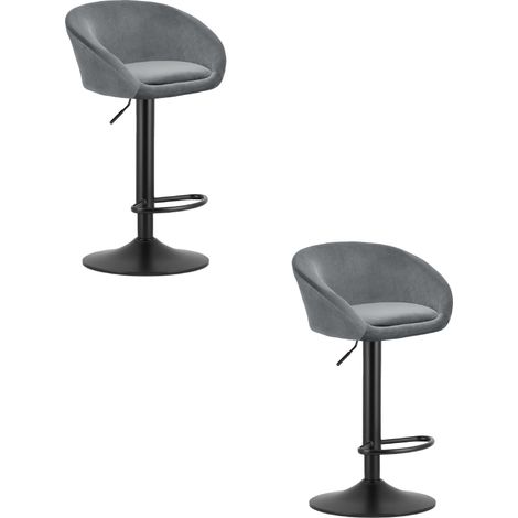EAST Hocker – grauer Samt / schwarzes Gestell x 2