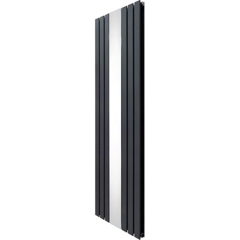 Radiatore a Specchio a Doppia Colonna Verticale 1800mm x 565mm Moderno Designer Grigio Antracite in Acciaio al Carbonio Montato a Parete Cucina Soggiorno Pulizia Spazzola Kit di Fissaggio e Staffe (1/5)