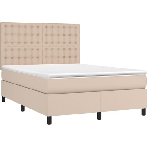 Box Spring Bed with Mattress Cappuccino 140x200 cm Faux Leather vidaXL (1/3)