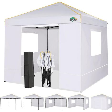 Faltpavillon 3x3m wasserdicht UV50+ mit 4 Seitenteilen und Fenstern (1/5)