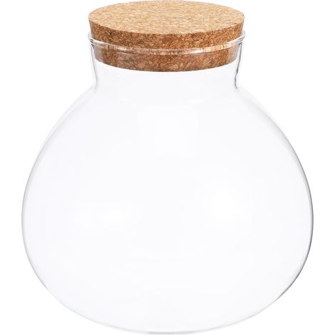 Pot rond en verre transparent avec bouchon en liège pour terrarium à faire soi-même pour fougère et Fittonia centre de table de jardin intérieur (1/5)